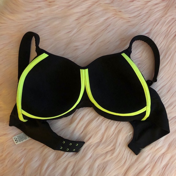 Nike Dri Hit Women’s Pro Sports Bra Black & Neon - Picture 3 of 7